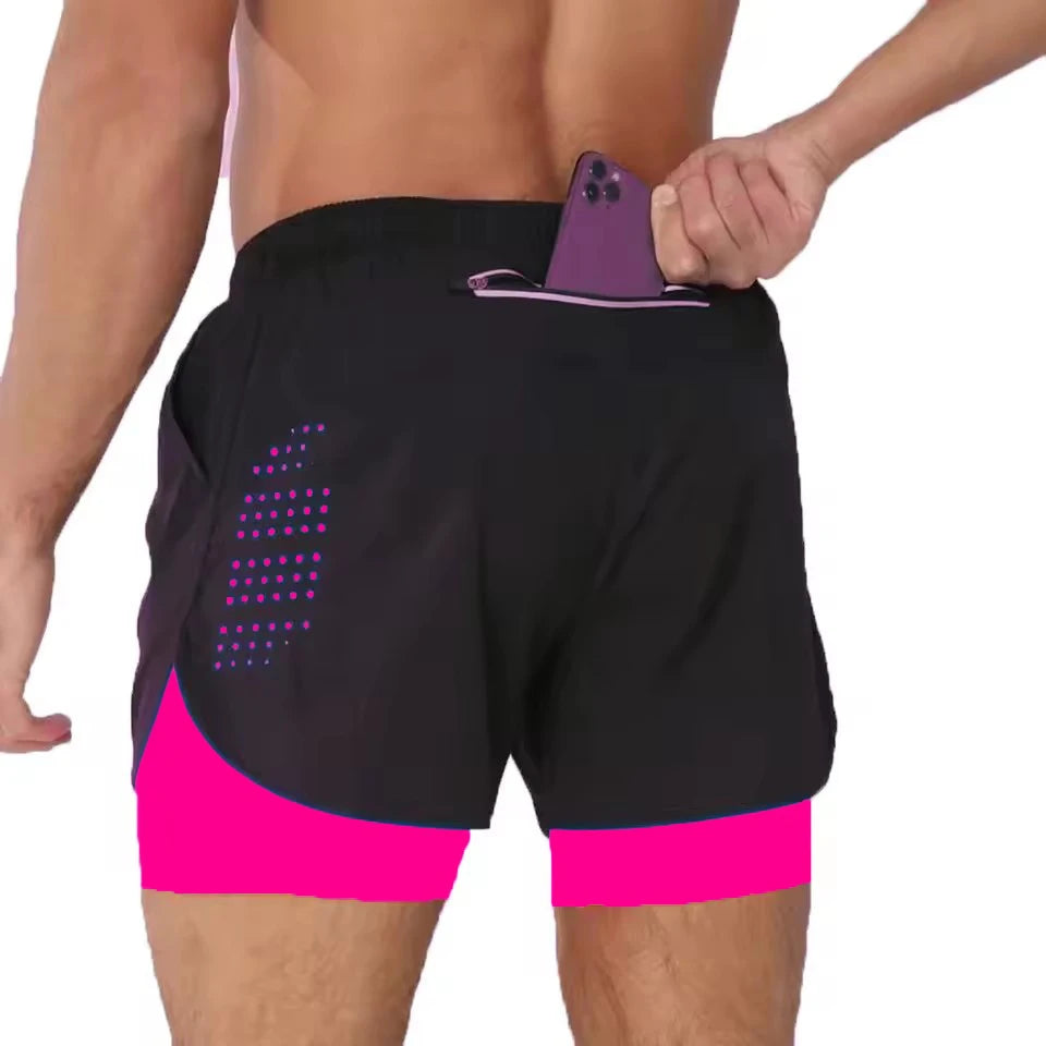New men's running double-layer shorts.