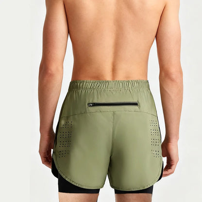 New men's running double-layer shorts.