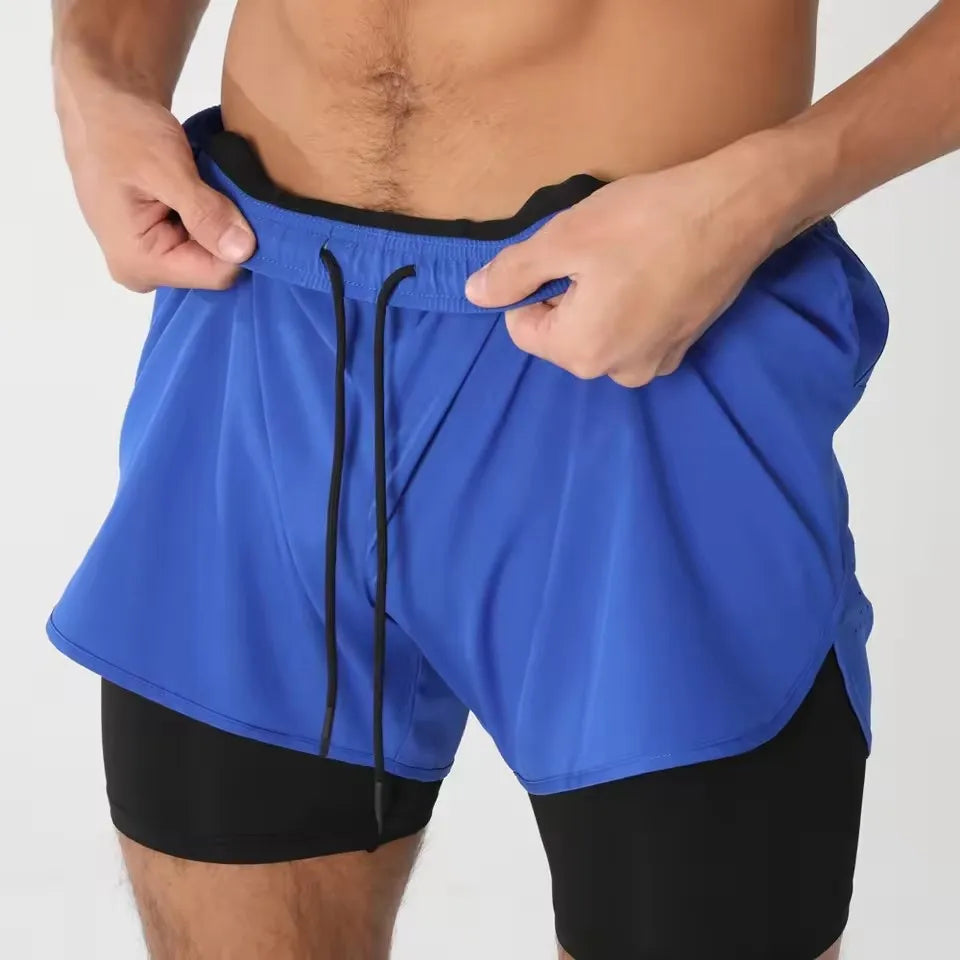 New men's running double-layer shorts.
