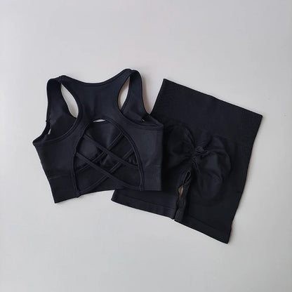 2 PCS Women's Seamless Yoga Set Sexy Sport Bra.