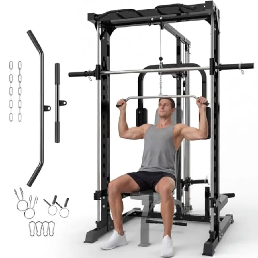 Smith Machine with Bench Heavy Duty Power Cage Squat Rack.
