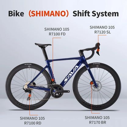 SAVA A7L Pro Carbon Fiber Road Bike, 700C Adult Racing Model.