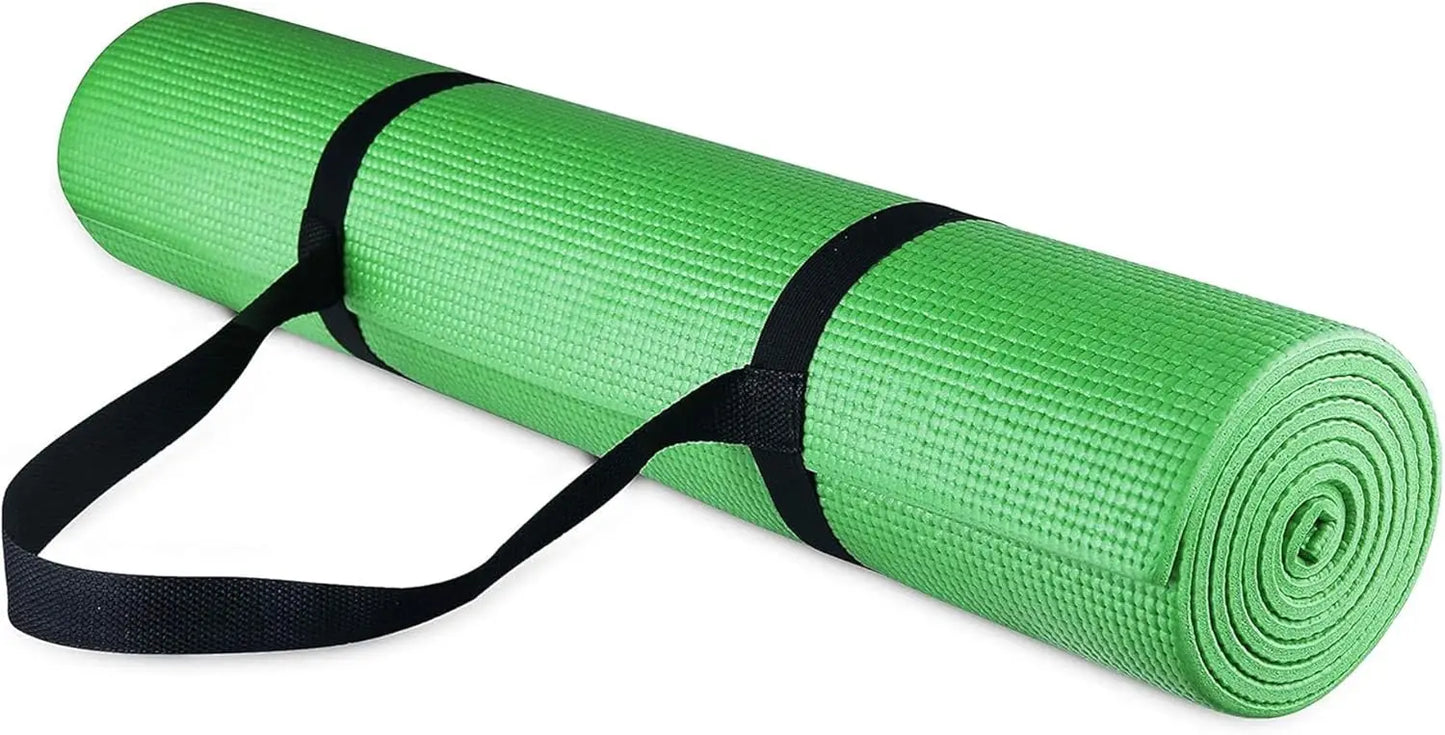 High-Density Anti-Tear 1/4-Inch Yoga Mat with Carrying Strap.