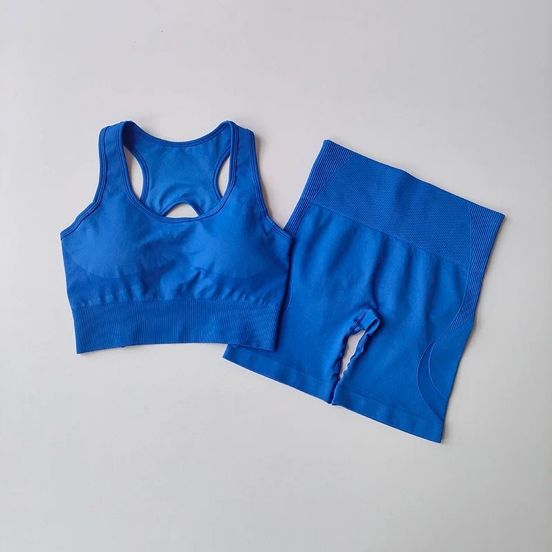 2 PCS Women's Seamless Yoga Set Sexy Sport Bra.