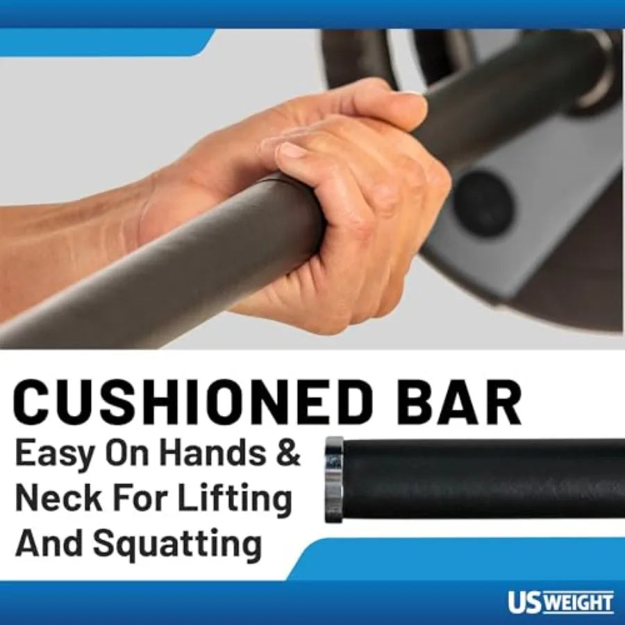 Durable Steel Barbell Curl Bar with Multiple Use Options.