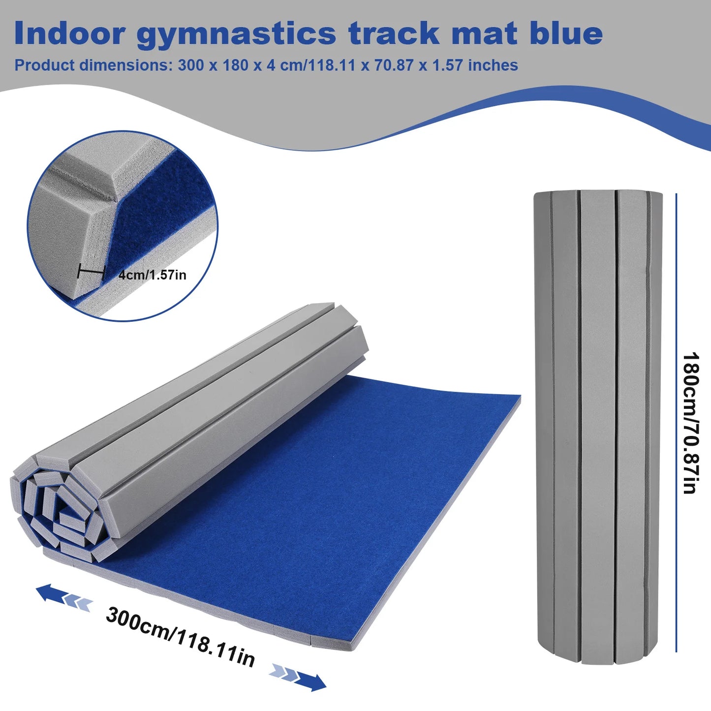 Grippy Surface Extra Thick Roll-Up Exercise Mat for Yoga Pilates Fitness.