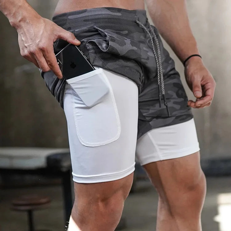 Camo Running Shorts 2 In 1 Quick Dry