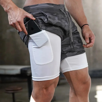 Camo Running Shorts 2 In 1 Quick Dry