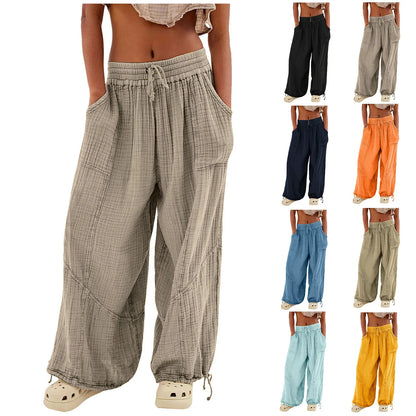 High Waist. Drawstring Palazzo Pants.