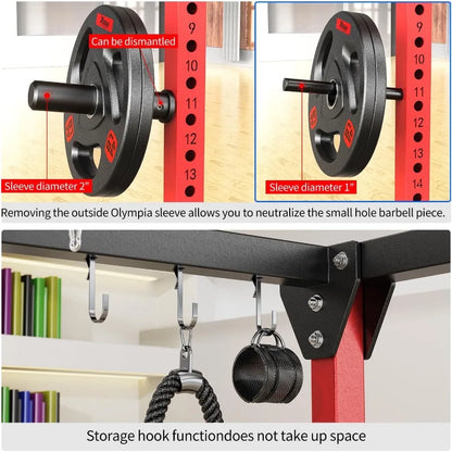 Multi-Function Squat Rack with Cable Crossover System.