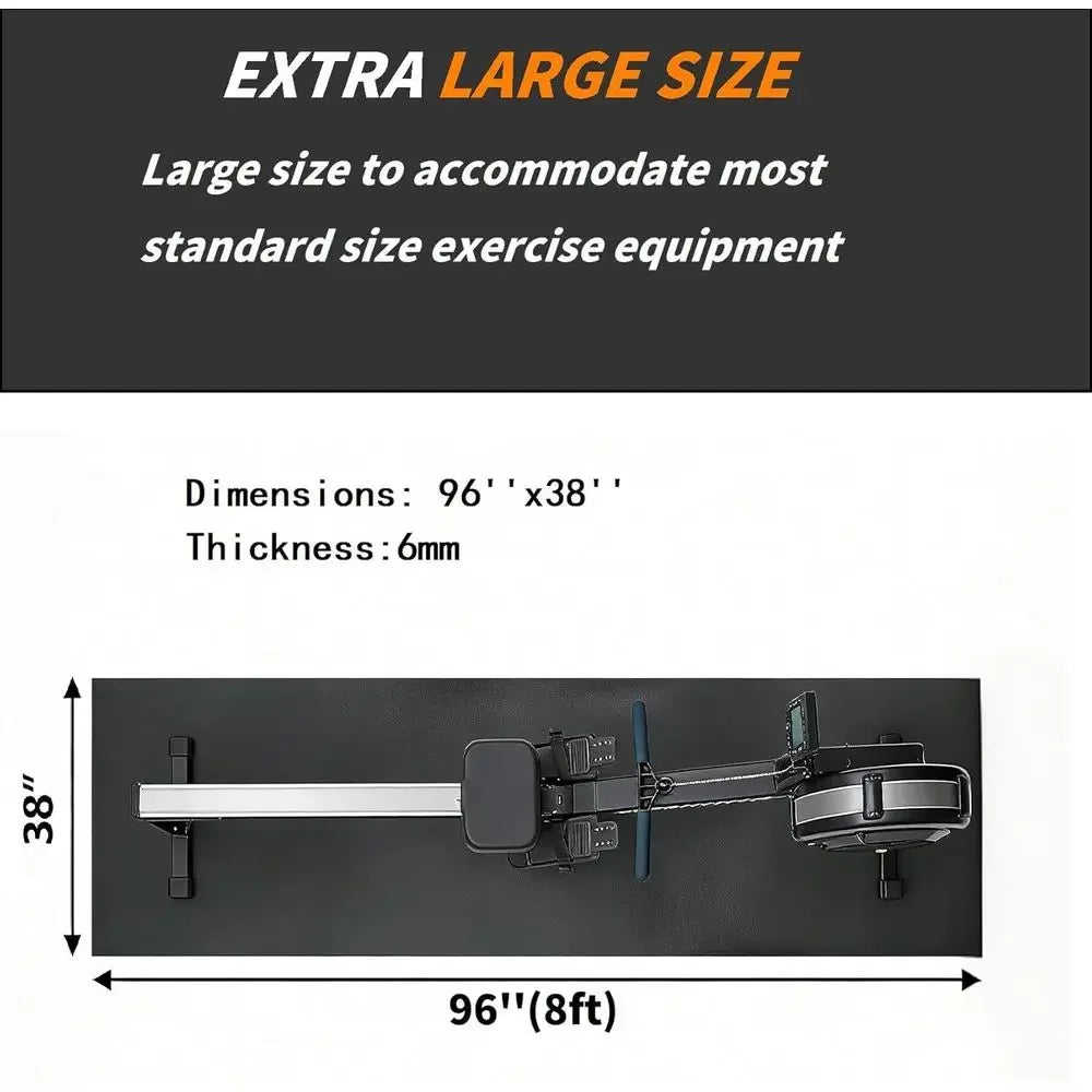 96x38 Thick Exercise Mat for Treadmills, Bikes, and Ellipticals.