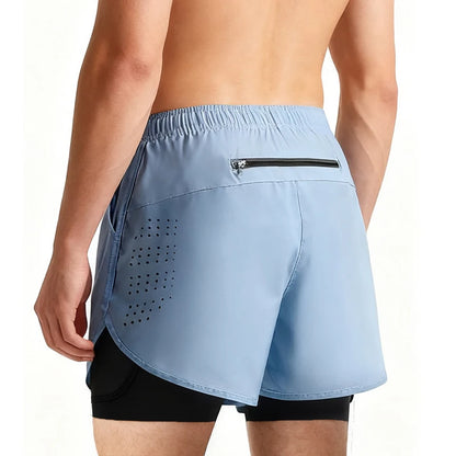 New men's running double-layer shorts.