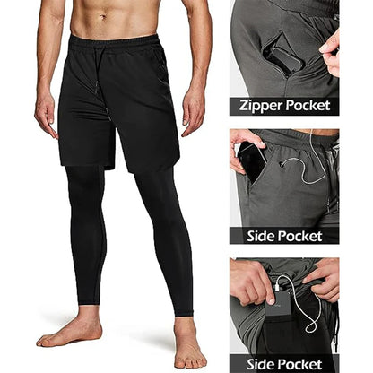 Men's Sport Pants 2 in1 Training Sportswear.