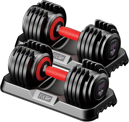 Adjustable Dumbbell Set 10-in-1 25LB/55LB with Safe Lock System.