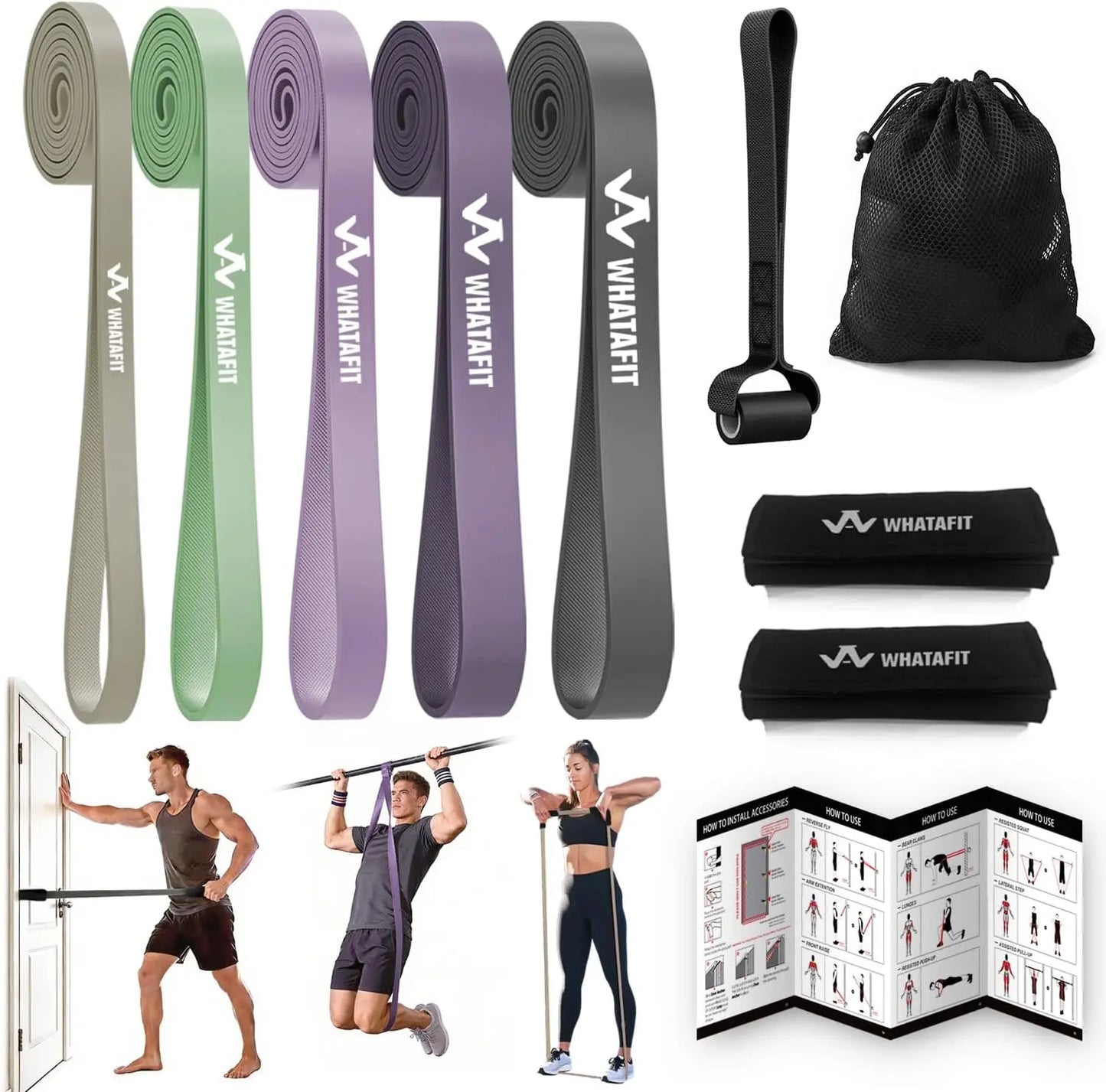 Resistance Bands Set with Handles and Door Anchor for Home Fitness.