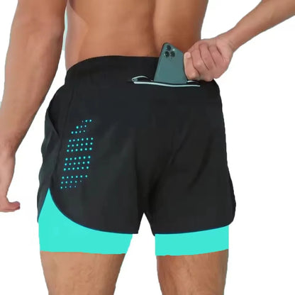 New men's running double-layer shorts.