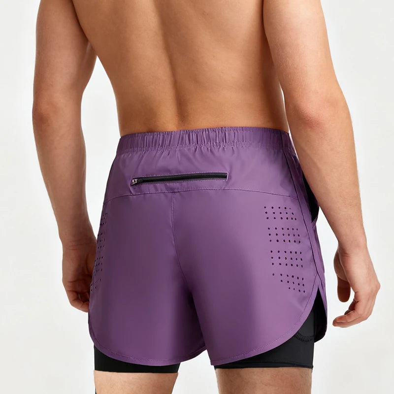 New men's running double-layer shorts.