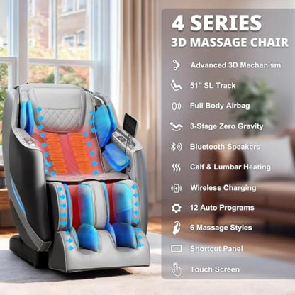 Full Body Zero Gravity Shiatsu Recliner. Wireless Charger Bluetooth