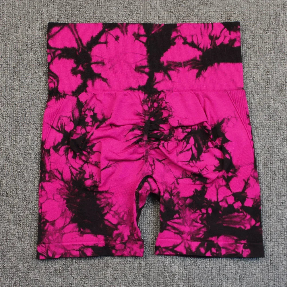 Tie-Dye Yoga Shorts for Women High Elastic Gym Shorts.