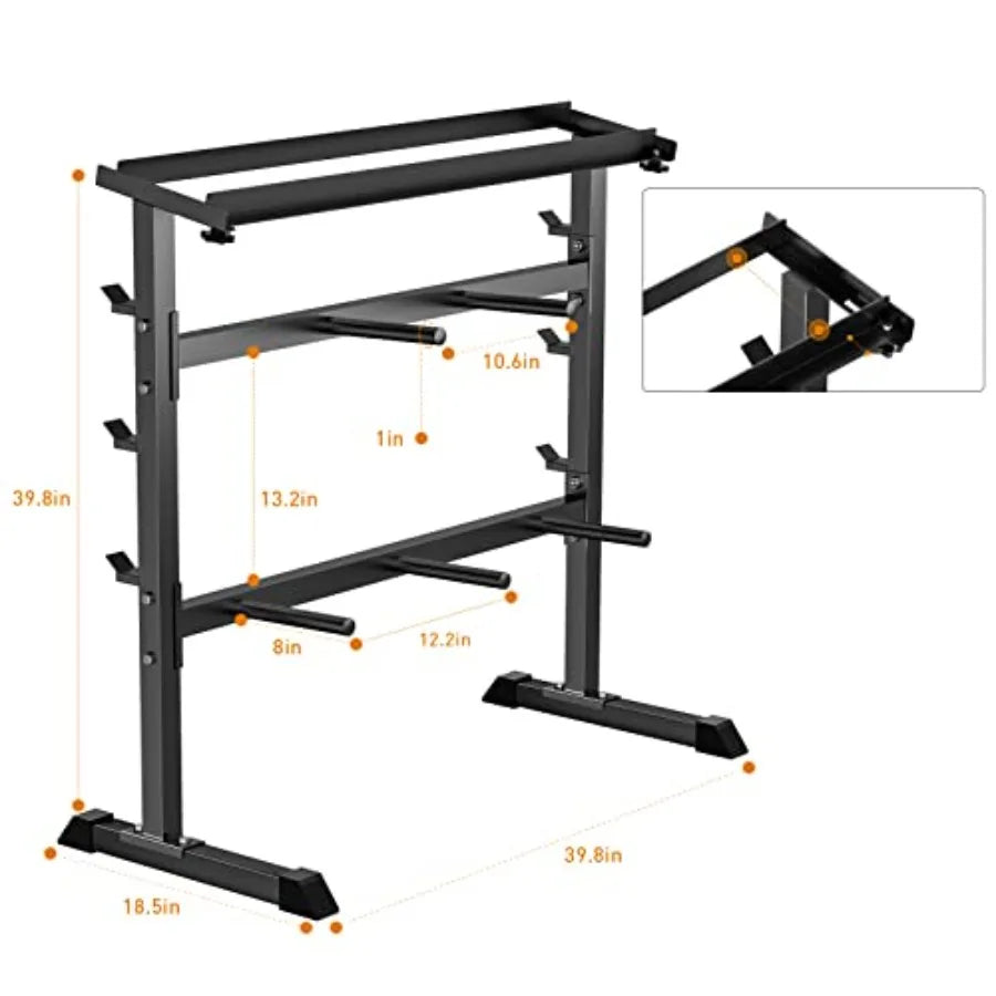 Weight rack for Dumbbells, Barbell Bar, Weight Plates.