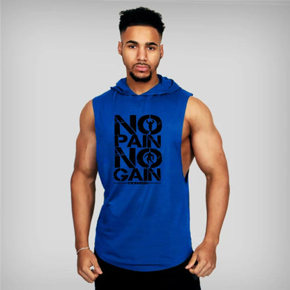 Mens Bodybuilding Sleeveless Hooded Shirts.