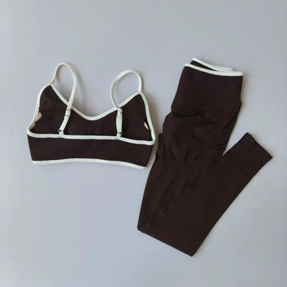 2PCS Seamless Legging Set, Strappy Sports Bra + High Waist.