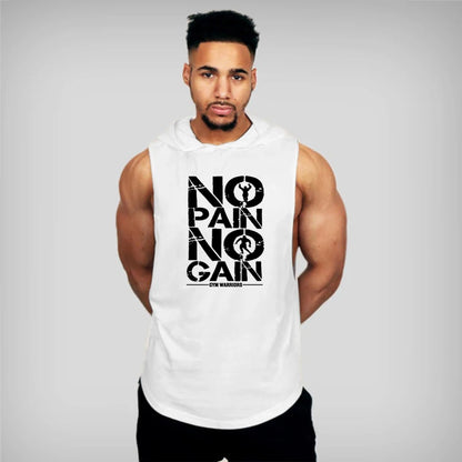 Mens Bodybuilding Sleeveless Hooded Shirts.