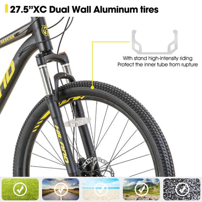 Aluminum Mountain Bike 21 Speeds, Hydraulic Disc-Brakes,